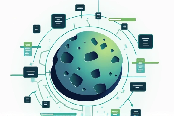 Illustration of a cookie icon with data flowing, representing digital information
