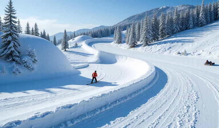Conceptual image of winter sports disciplines merging