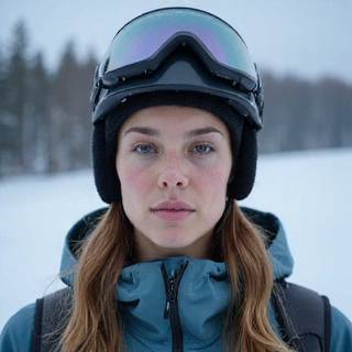 Portrait of a focused female athlete in winter sports gear